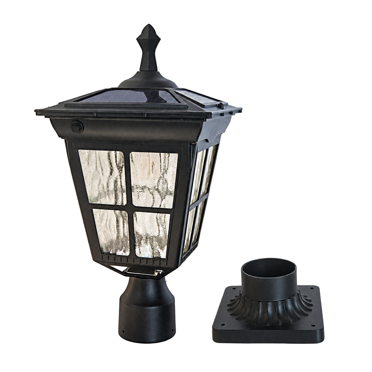 Kemeco ST4311AQ black solar post light with transparent background